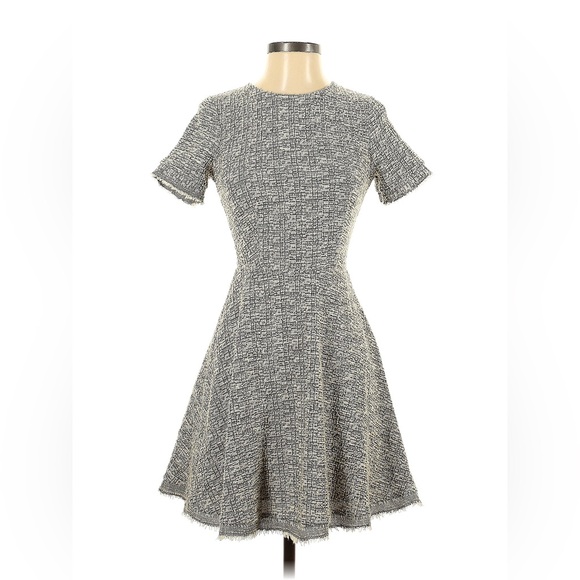 Aqua Gray Tweed Fit & Flare Dress - Picture 1 of 3